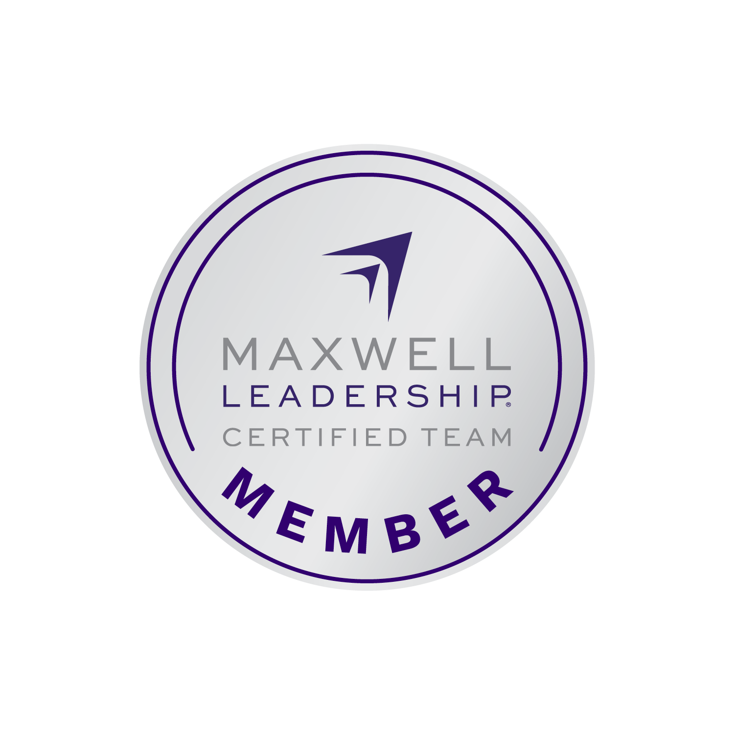 Maxwell Leadership Certified Team Member seal with silver and purple circular design